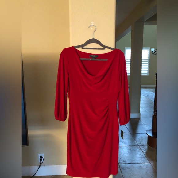 👠Red Midi Dress LRL US 12P - Picture 8 of 14